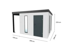 Gartenhaus Urban One Typ 4 Überdachung Links 290 cm x 298 cm Weiß*Amazing Spaces Online