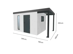 Gartenhaus Urban One Typ 5 Überdachung Rechts 345 x 256 cm Weiß*Amazing Spaces Online