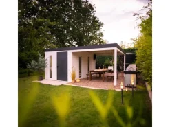 Gartenhaus Urban One Typ 6 Überdachung Links 345 cm x 256 cm Weiß*Amazing Spaces Sale