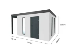 Amazing Spaces Fitnessgeräte|Gartenhaus Urban One Typ 4 Überdachung Links 345 cm x 298 cm Weiß