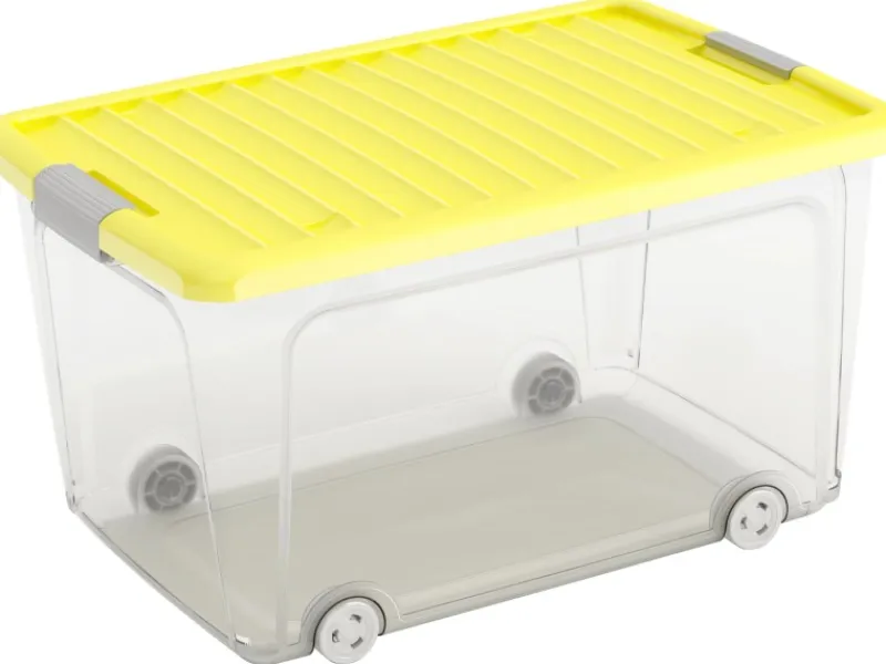 Aufbewahrungsbox W L hoch mit Deckel 4 Rollen Gelb*KIS Best