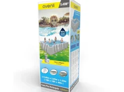 Avenli Pool Abdeckung|Aufstellpools|Frame Plus Stahlrahmenpool Set Rechteckig 549 x 305 x 122 cm Grau mit Filterpumpe Leiter Abdeckplane und Bodenschutzplane
