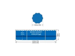 Frame Pool Runder Stahlrahmenpool 360 x 76 cm Blau ohne Pumpe mit Anleitung*Avenli New