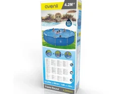 Avenli Aufstellpools|Frame Stahlrahmenpool Rund 420 x 84 cm Blau ohne Pumpe mit Reparaturset