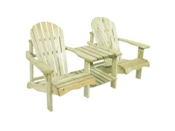 Doppelter Gartenstuhl mit Tisch Valerie Holz 175 cm  Natur*AXI Hot