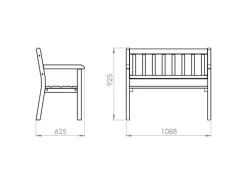 Gartenbank Charlotte 2-Sitzer Holz Braun 110 cm*AXI New