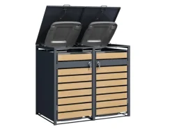 Mülltonnenbox Lucas Metall 2 x 240 l Anthrazit/Holzoptik*AXI Outlet