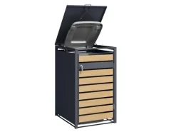 Mülltonnenbox Lucas Metall 240 l Anthrazit/Holzoptik*AXI Hot