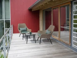 Lounge-Gartenmöbel|Balkonmöbel-Set Aliceville 3-teilig Polyrattan Grün-Grau