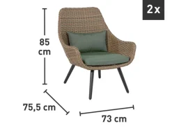 Lounge-Gartenmöbel|Balkonmöbel-Set Aliceville 3-teilig Polyrattan Grün-Grau