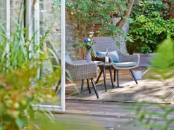Lounge-Gartenmöbel|Balkonmöbel-Set Aliceville 3-teilig Polyrattan Grün-Grau