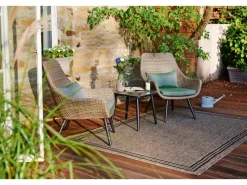 Lounge-Gartenmöbel|Balkonmöbel-Set Aliceville 3-teilig Polyrattan Grün-Grau