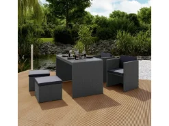 Balkonmöbel-Set Hazelton 5-teilig Polyrattan Grau* Clearance