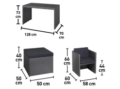 Balkonmöbel-Set Hazelton 5-teilig Polyrattan Grau* Clearance