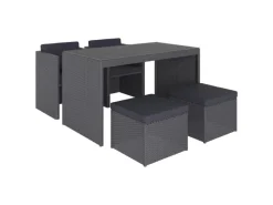 Balkonmöbel-Set Hazelton 5-teilig Polyrattan Grau* Clearance