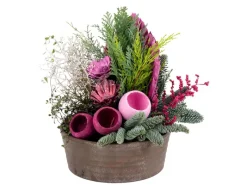 Weitere Anlässe|Basaltschale Pink mit Bepflanzung Länge 40 cm