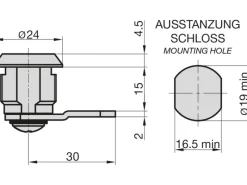 Basi Mülltonnenboxen|- Hebelschloss - HS 326 - Verschiedenschließend - für Format - mit Klammer - 9000-1326