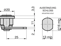 Basi Mülltonnenboxen|- Hebelschloss - HS 313 - Verschiedenschließend - für Unviersal-Burg - mit Mutter - 9000-1313