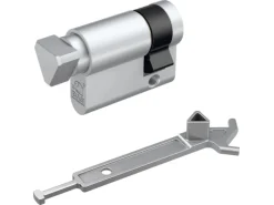 Basi Mülltonnenboxen|- Profil-Halbzylinder mit Dreikant-Aufsatz - für Absperrpfosten - mit Pfostenschlüssel