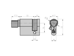 Basi Mülltonnenboxen|- Profil-Halbzylinder mit Dreikant-Aufsatz - für Absperrpfosten - mit Pfostenschlüssel