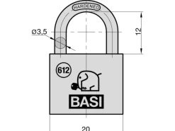 - Vorhangschloss - VHS 612 - 20 mm - Gleichschließend - inkl. 2 Schlüssel - Messinggehäuse*Basi