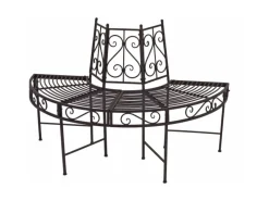 Garden Pleasure Gartenbänke|Baumbank-Hälfte aus Metall 3-Sitzer Rost 80 x 62 x 122 cm