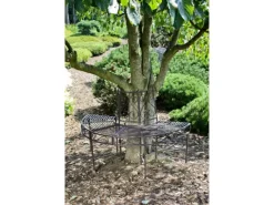 Garden Pleasure Gartenbänke|Baumbank-Hälfte aus Metall 3-Sitzer Rost 80 x 62 x 122 cm