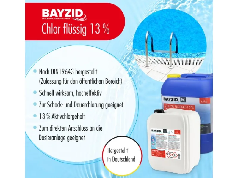 Bayzid Poolpflege|Chlor 13% Flüssig 3 x 25kg