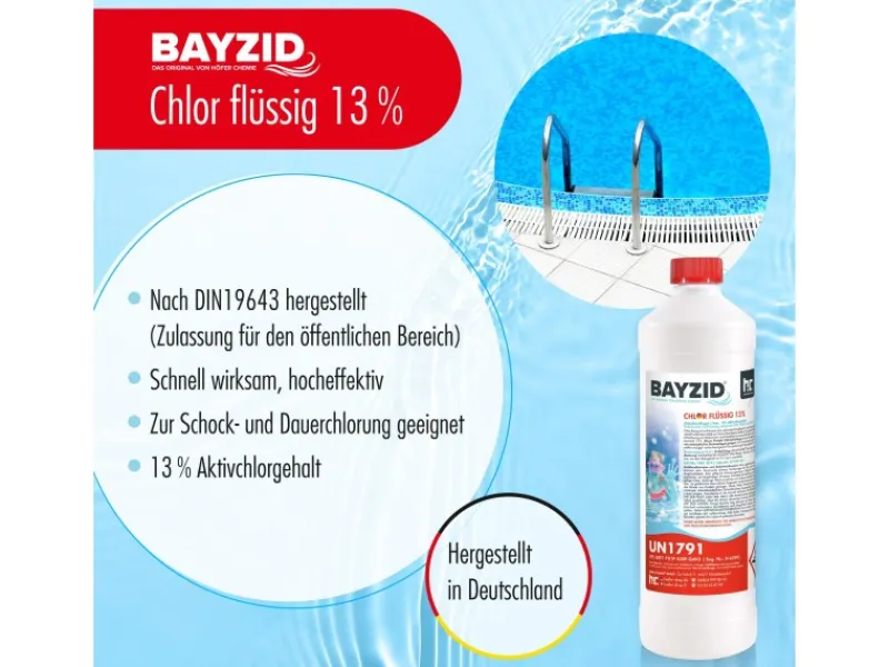 Chlor 13% Flüssig für Pools 6 x 1kg*Bayzid Sale