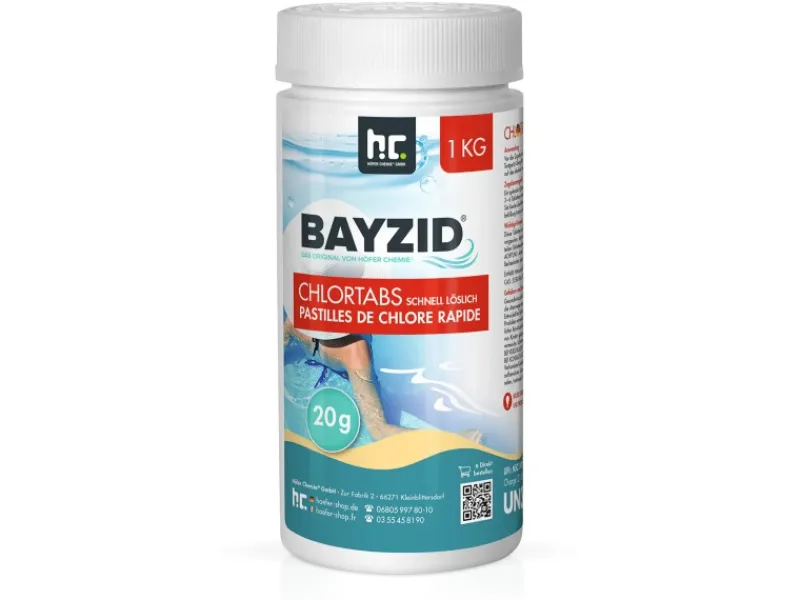 Bayzid Poolreinigung|Chlortabs 20g Schnell Löslich 1kg