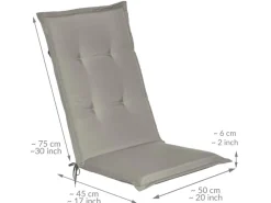 Beautissu Gartenstuhlauflagen|Loft HL Hochlehner 120x50x6cm
