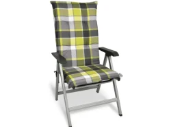 Beautissu Gartenstuhlauflagen|Sunny GR Hochlehner 120x50x6cm Kariert