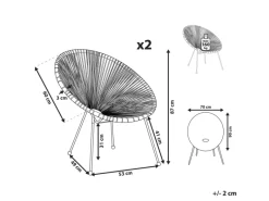 Gartenstühle|Beliani Cocktailsessel Schwarz 90x70x87