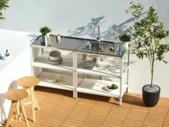 Beliani Gartenküche VILAMA Weiss Silber 50x80x90* Best