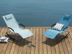 Beliani Gartenliege Schwarz Silber 149x63x84* Hot