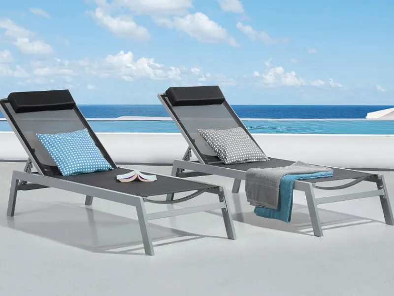 Sonnenliegen|Beliani Gartenliege Silber 155x66x103