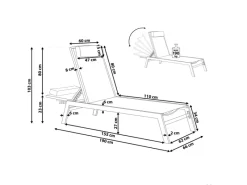 Sonnenliegen|Beliani Gartenliege Silber 155x66x103