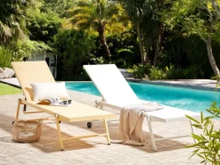 Sonnenliegen|Beliani Gartenliege Weiss 65x198x107