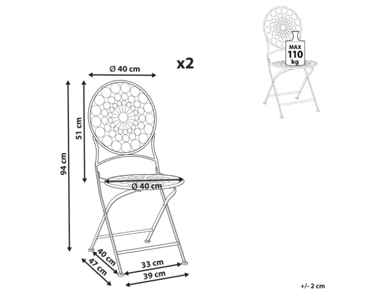 Gartenstühle|Beliani Gartenstuhl Rot 47x40x94