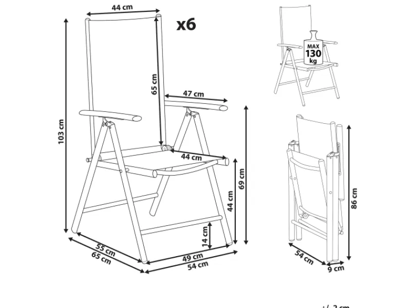 Gartenstühle|Beliani Gartenstuhl Silber 65x54x103