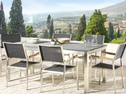 Gartentische|Beliani Gartentisch GROSSETO Graphit 180x90x76