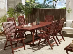 Beliani Gartentisch TOSCANA Dunkelrot 160x90x74* Outlet