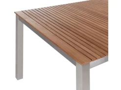 Gartentische|Beliani Gartentisch VIAREGGIO Heller Holzfarbton Silber 200x90x75