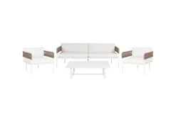 Gartenmöbel-Sets|Lounge-Gartenmöbel|Beliani Lounge Set SERLA Weiss Beige