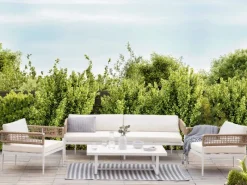 Gartenmöbel-Sets|Lounge-Gartenmöbel|Beliani Lounge Set SERLA Weiss Beige