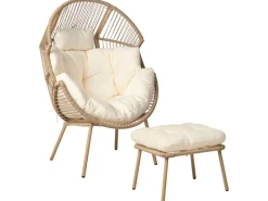 Gartenstühle|Beliani Sessel Beige Naturfarben Weiss 93x89x130