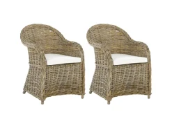 Gartenstühle|Beliani Sessel Naturfarben Beige Weiss 90x54x90