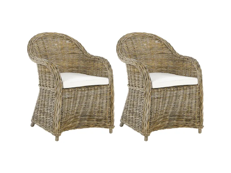 Gartenstühle|Beliani Sessel Naturfarben Beige Weiss 90x54x90