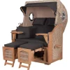 bene living Strandkorb Komplettset Ammersee Teak Bullauge PE Shell Modell 548* Hot