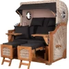 bene living Strandkorb Komplettset Ammersee Grande XL Teak Bullauge PE Shell Modell 548 Inkl Liftersystem Schutzhülle Doppelrollen Glasbecherhalter* Sale